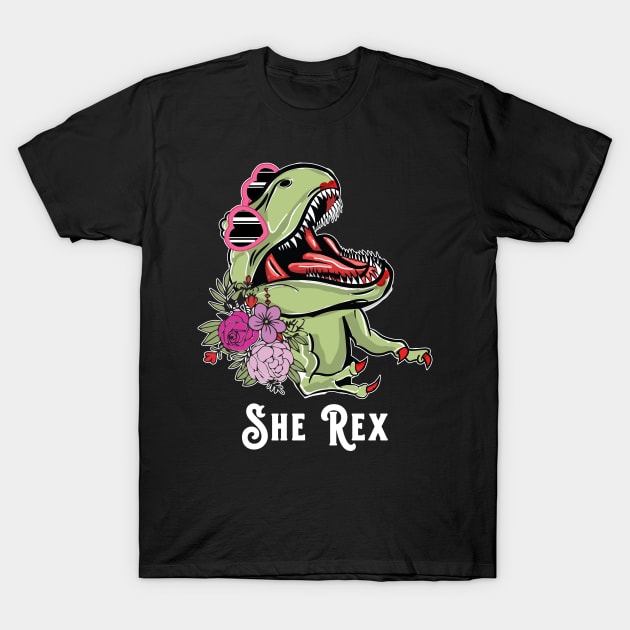 Dinosaur Design for Girls, She-Rex, Dinosaur Party Birthday T-Shirt by bigraydesigns